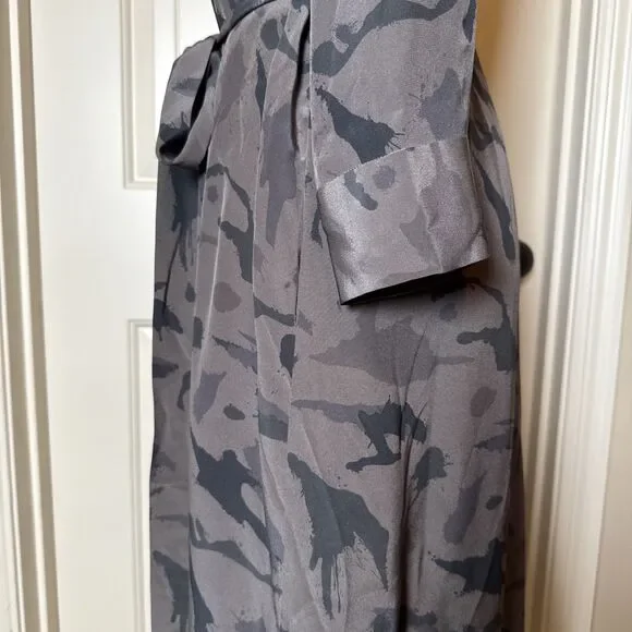 L Agence Button Front 3/4 Sleeve Abstract Silk Dress Purple Size M Designer Luxe - Picture 12 of 16